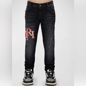 Amiri Boy's Staggered Logo-Print jeans Sz 4